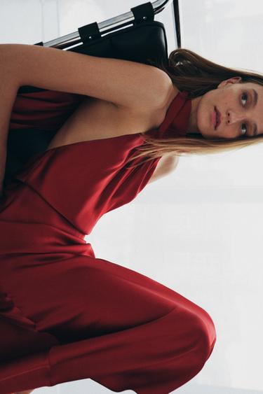 ROBE HALTER SATINÉE ZW COLLECTION - Rouge de Zara - Image 5
