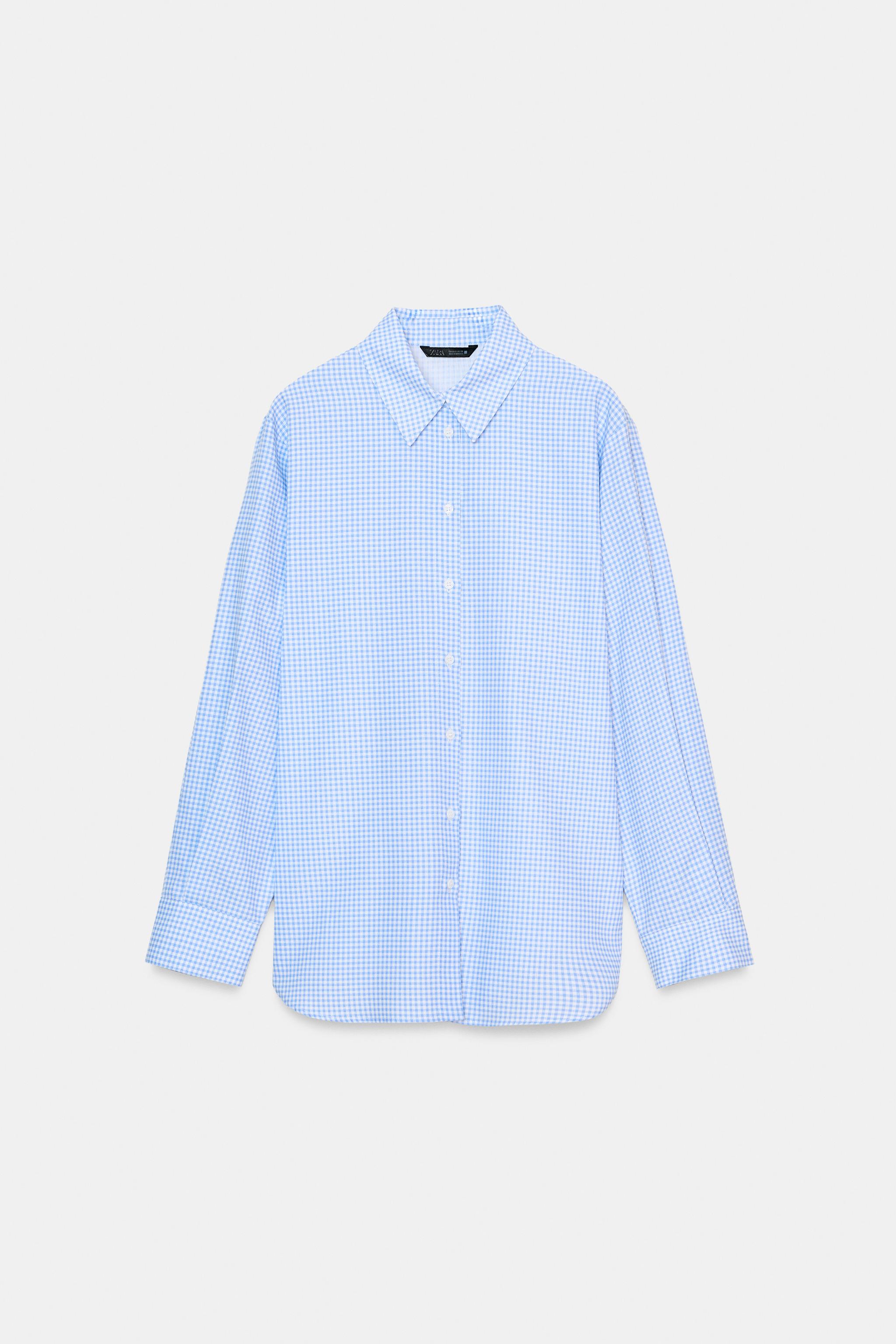 PLAID OXFORD SHIRT - Blue / White | ZARA Canada