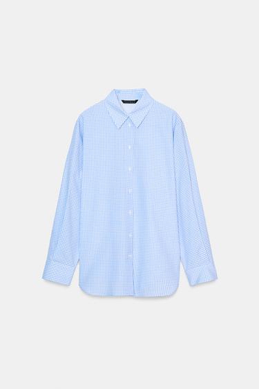 CHEMISE OXFORD À CARREAUX - Bleu / Blanc de Zara - Image 4
