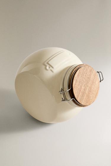 PORCELAIN AIRTIGHT JAR WITH LID - Cream by Zara - Image 1