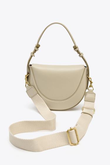 Zara FLAP CROSSBODY BAG - Taupe Gray