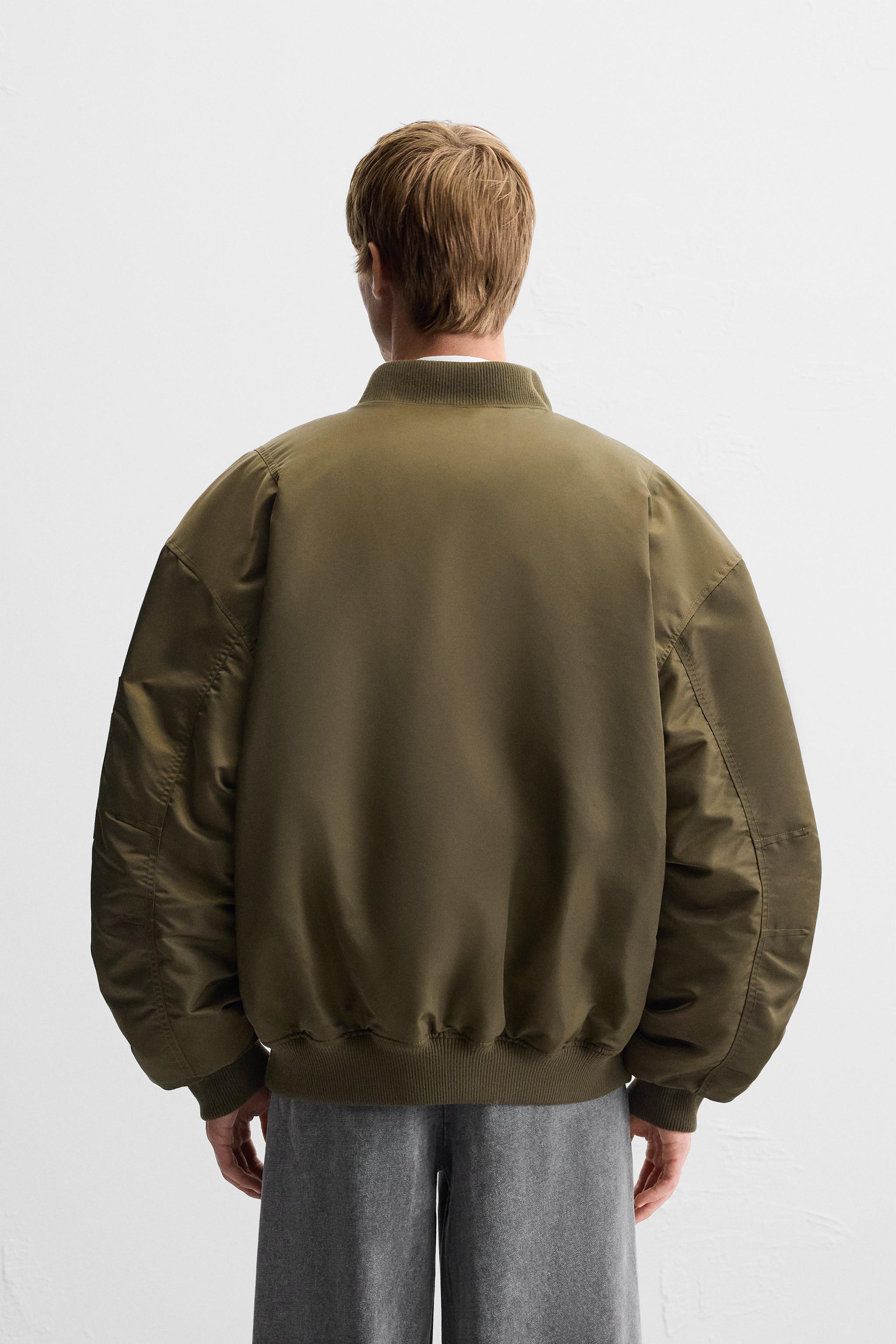 Zara Oversize Fit Bomber Jacket Khaki Men