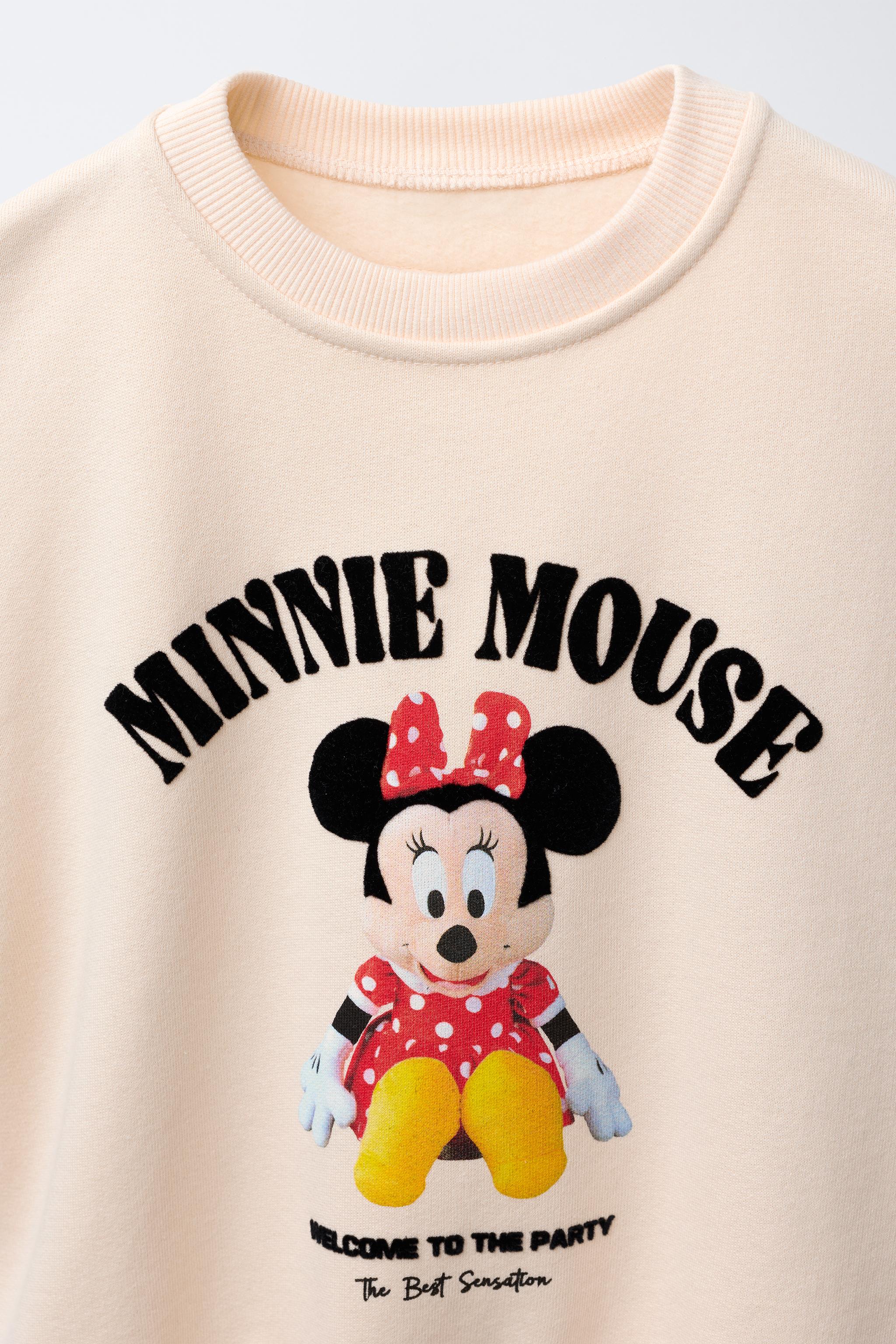 MINNIE MOUSE © DISNEY FLOCK PRINT SWEATSHIRT - Ecru | ZARA
