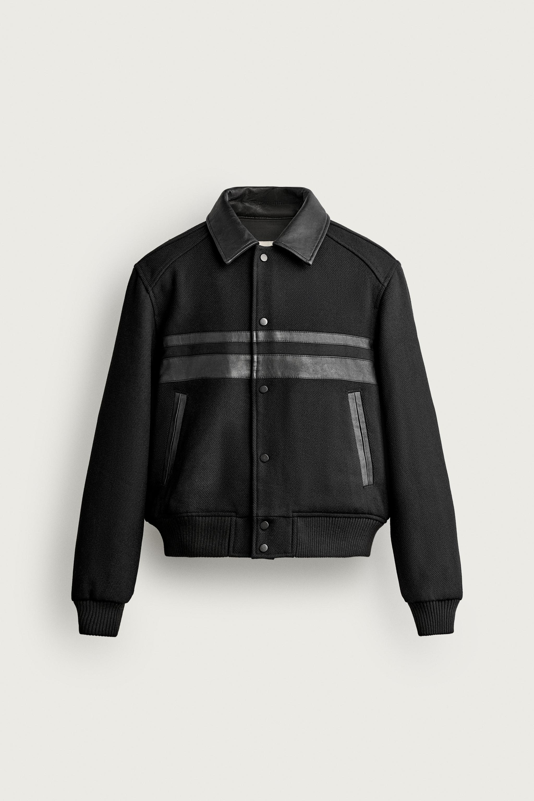 CONTRAST FAUX LEATHER CROPPED JACKET