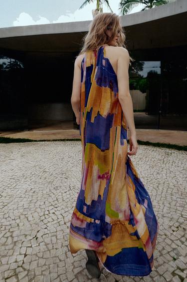 ROBE IMPRIMÉE BAS ASYMÉTRIQUE - Multicolore de Zara - Image 4
