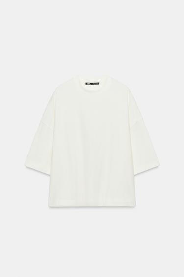 CAMISETA OVERSIZE - Blanco roto de Zara - Imagen 0