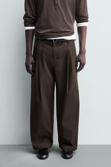 Zaras CHINOS WIDE FIT - Brun