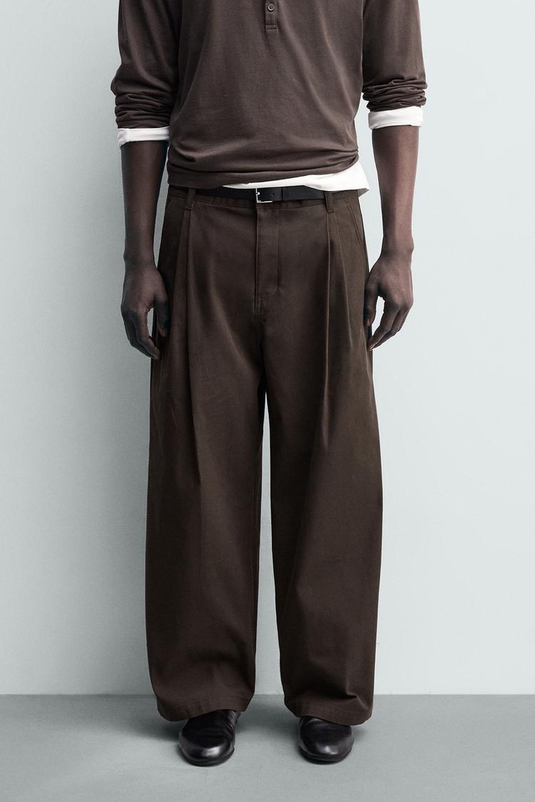 ZARA WIDE-LEG CHINO TROUSERS