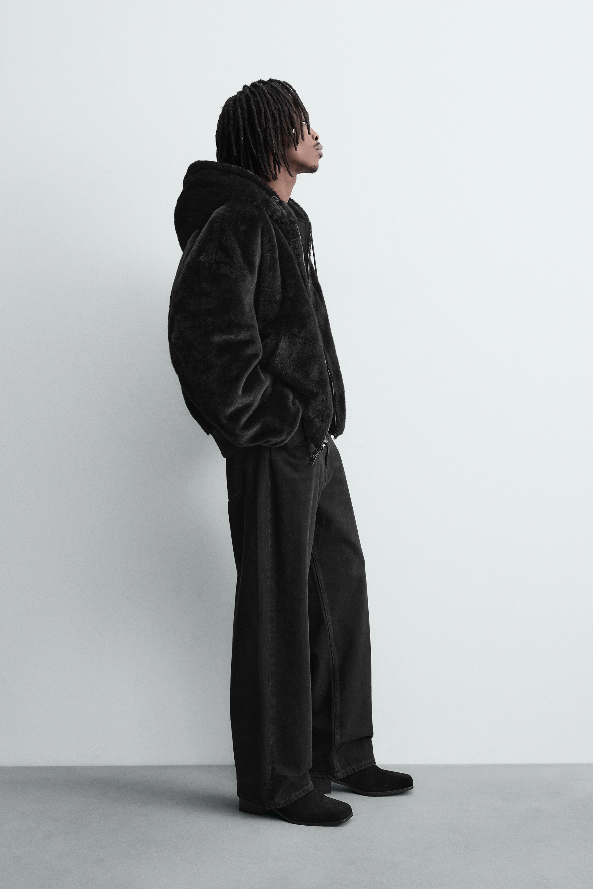 リバーシブルフェイクファーボンバージャケット - ブラック | ZARA