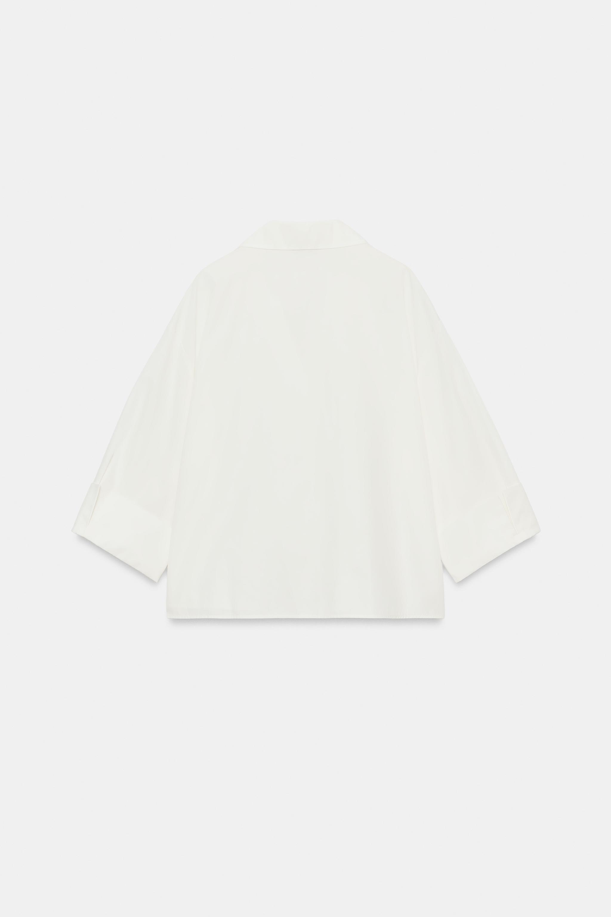 Zara Suni İnci Boncuklu Poplin Gömlek görsel 3