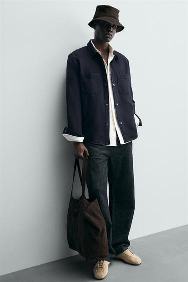 COMFORT TEXTURED OVERSHIRT - Navy blue by Zara - Image 5