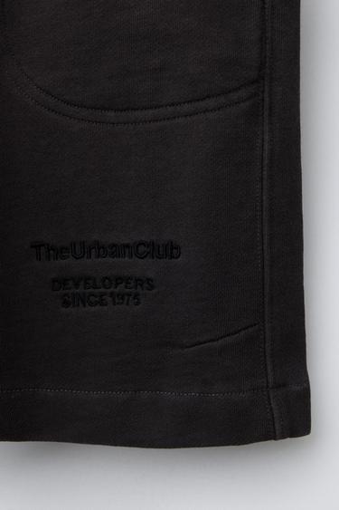 EMBROIDERED TEXT PLUSH BERMUDA SHORTS - Dark anthracite by Zara - Image 3