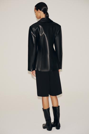 FAUX LEATHER TAILORED BLAZER - Noir de Zara - Image 4