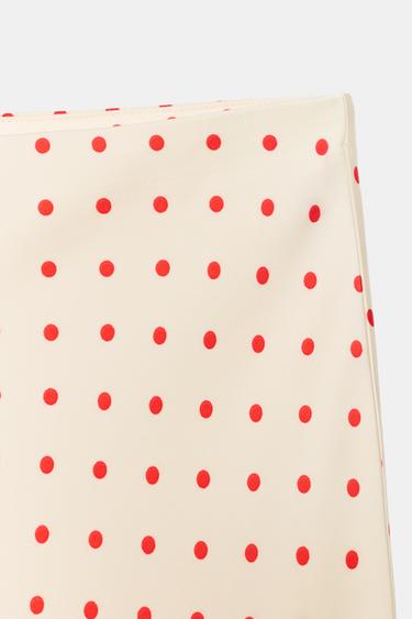 POLKA DOT SATIN MIDI SKIRT - Ecru / Red by Zara - Image 2
