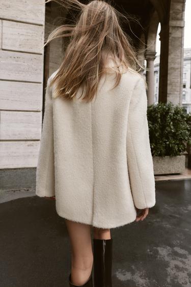 BOUCLÉ DOUBLE-BREASTED MID-LENGTH COAT - Ecru by Zara