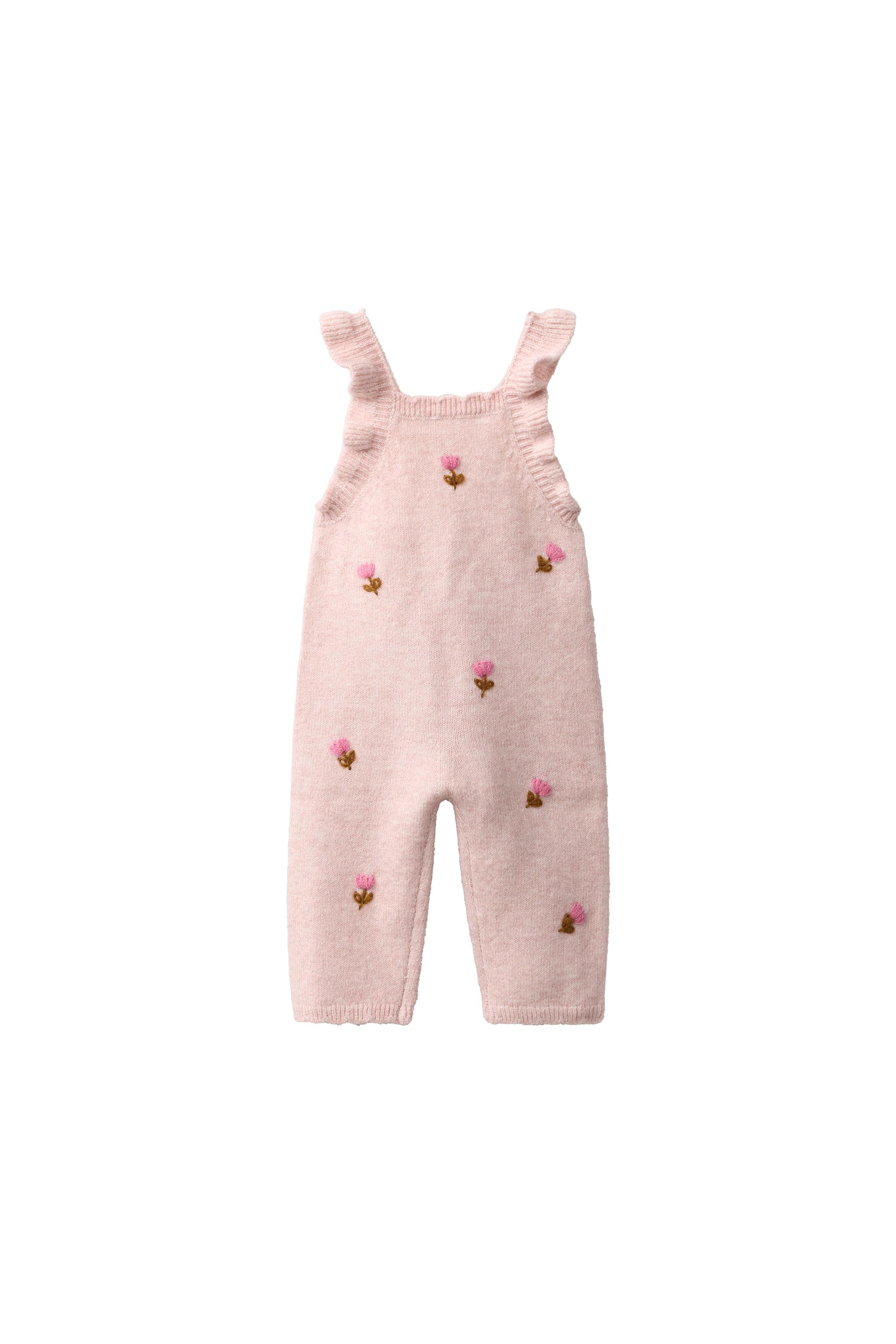 最終値下げ　ZARA 完売品　フラワーアメスリトップス EMBROIDERED FLORAL KNIT JUMPSUIT - Pale pink | ZARA United States