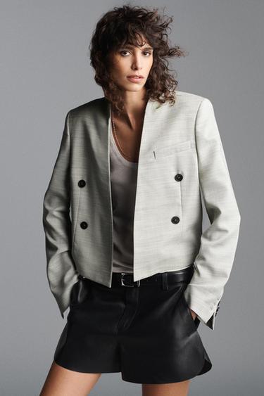 КРОПНАТ БЛЕЙЗЪР ZW COLLECTION LIMITED EDITION - Светлосив от Zara