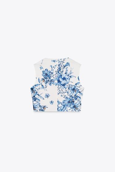 PRINTED CROP TOP - Blues by Zara - Image 6