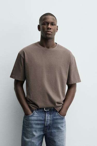 تيشرت HEAVYWEIGHT بيزيك /03 - بني داكن by Zara