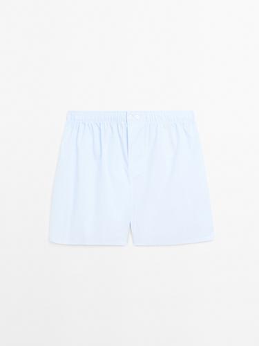 Zara Micro-check print boxers - Sky blue