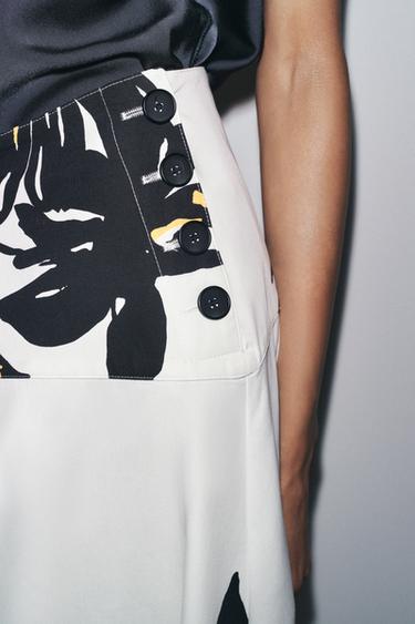 ZW COLLECTION PRINTED MIDI SKIRT - Black / White by Zara - Image 1