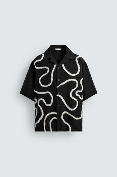 RAISED EMBROIDERY SHIRT - Black by Zara