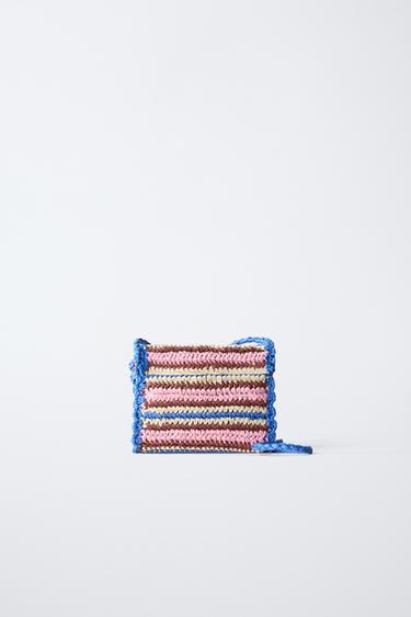 SAC BANDOULIÈRE EFFET RAPHIA - Bleu de Zara - Image 4