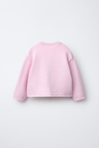 CARDIGAN WITH HEART POCKETS - Pink by Zara
