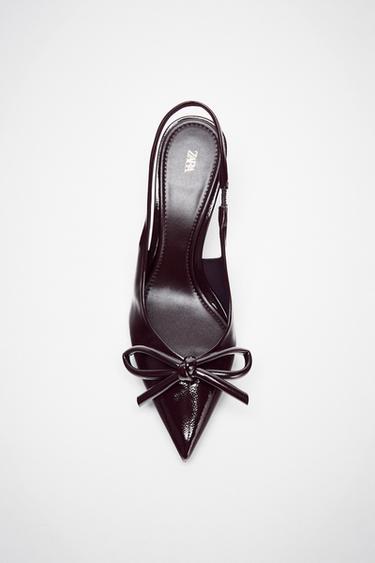 Zara BOW HEELED SHOES - Brown