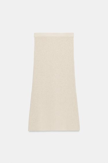 JUPE MI-LONGUE EN MAILLE - Sable de Zara - Image 5