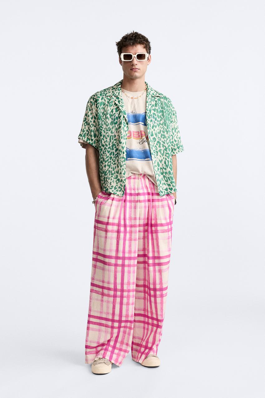 チェックプリント パンツ - LIMITED EDITION - フクシア | ZARA Japan 