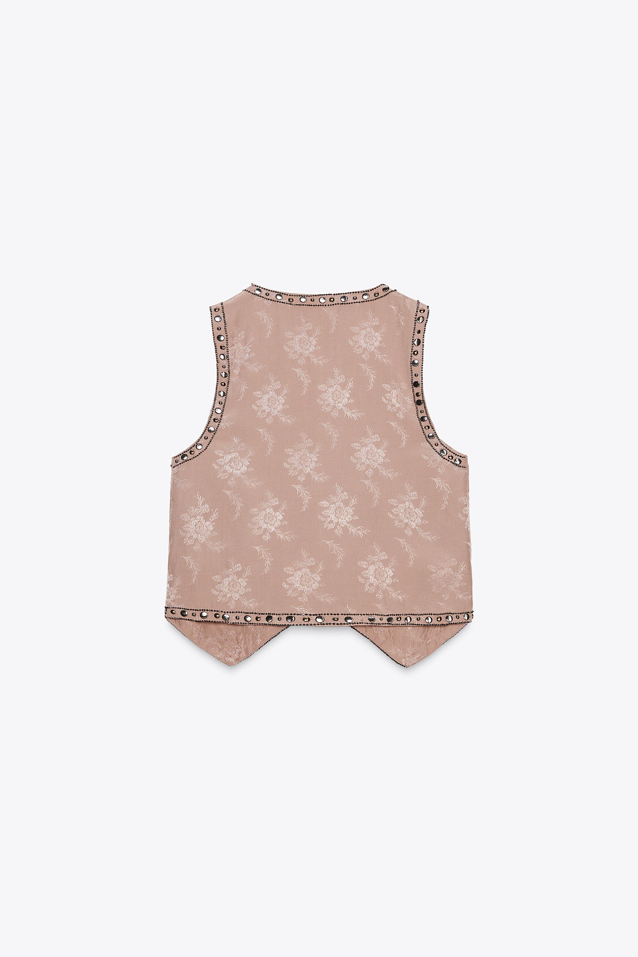 kuuuuu【Acka】tulle vest satin Sequin detail long quilt vest