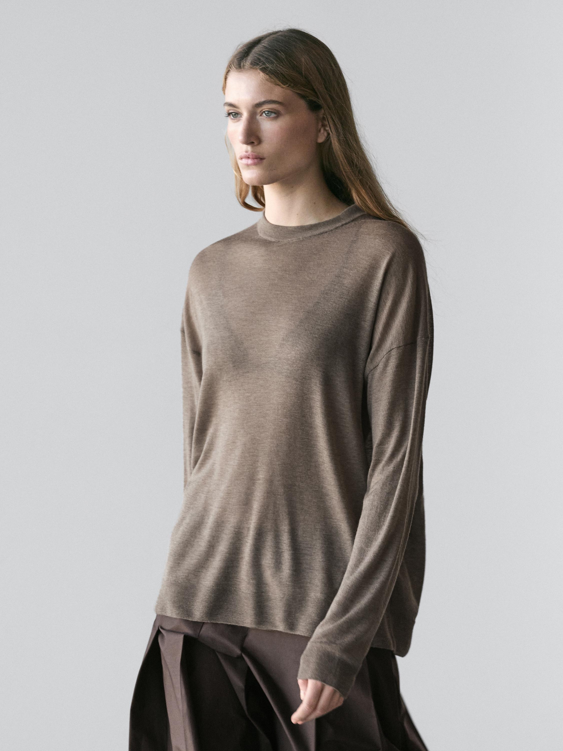 Oversize wool blend knit sweater