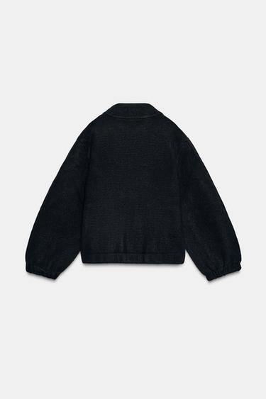 ZIP-UP KNIT BOMBER JACKET - Black by Zara - Image 5