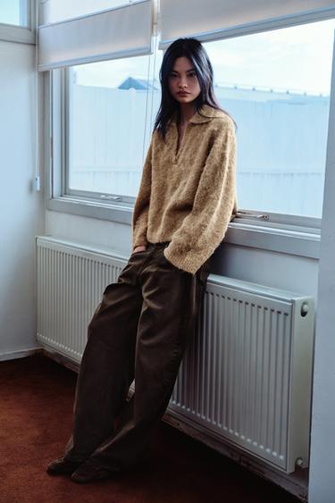 BRUSHED EFFECT KNIT JUMPER - camel by Zara