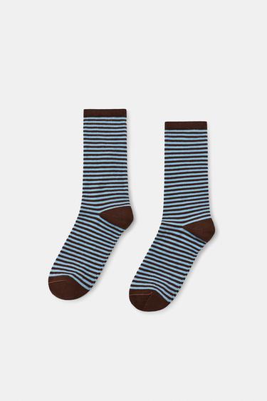 STRIPED JACQUARD SOCKS - Brown by Zara