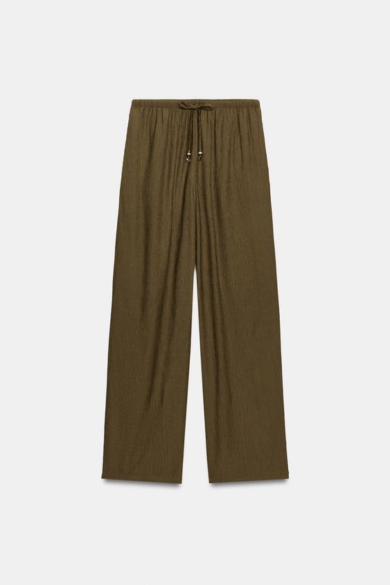 PANTALON FLUIDE DROIT - Vert olive de Zara - Image 3