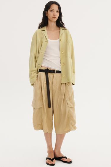 LIMITED EDITION 스웨이드 가죽 포켓 셔츠 - Zara 노랑