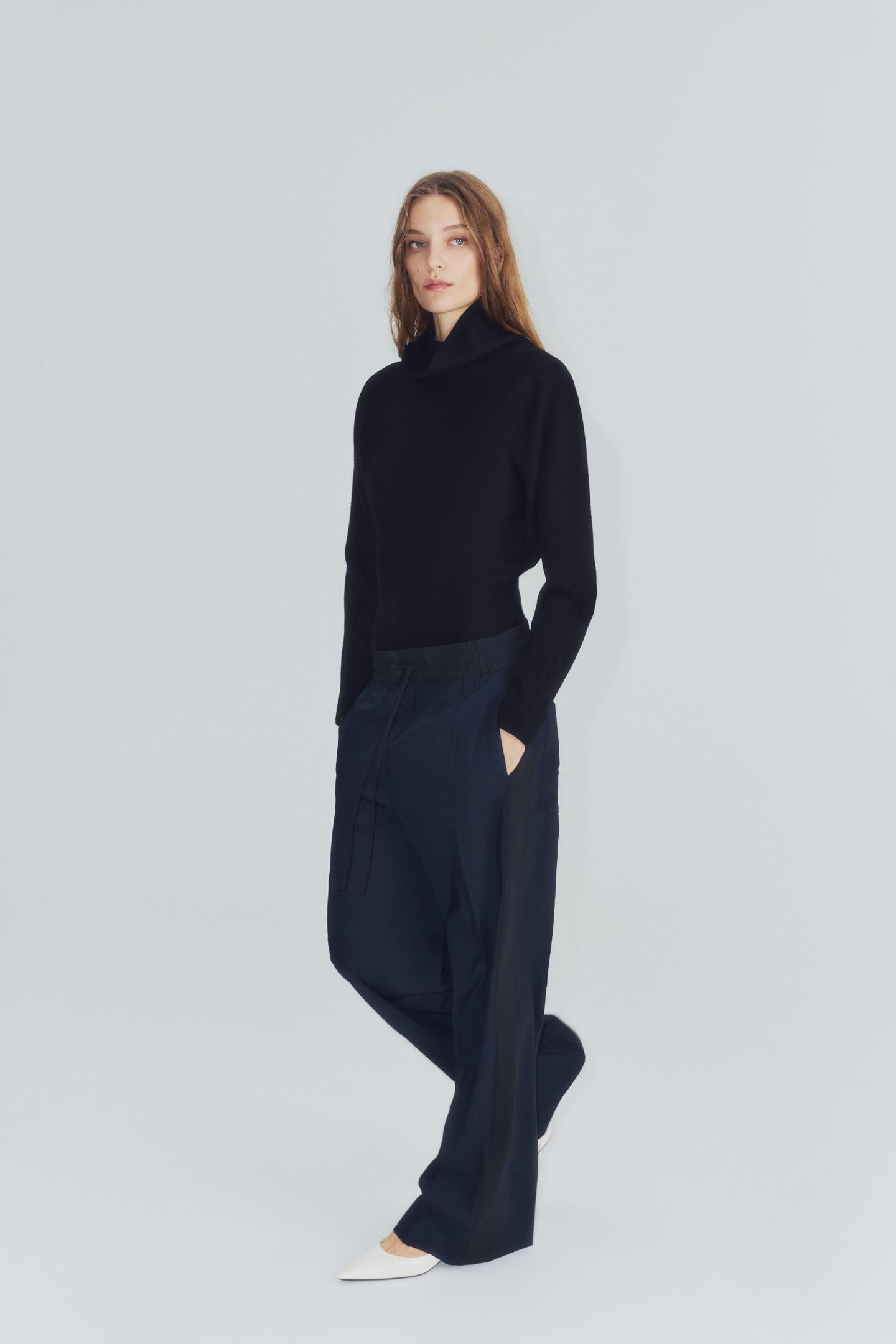 Женские брюки Zara ZW Collection Side Stripe, цвет: Тёмно-синий — фото 4