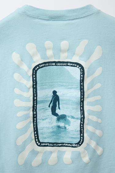 SURF PRINT T-SHIRT - Sky blue by Zara - Image 3