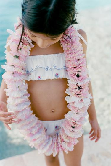 AGES 4-10 EMBROIDERED BIKINI - Ecru by Zara