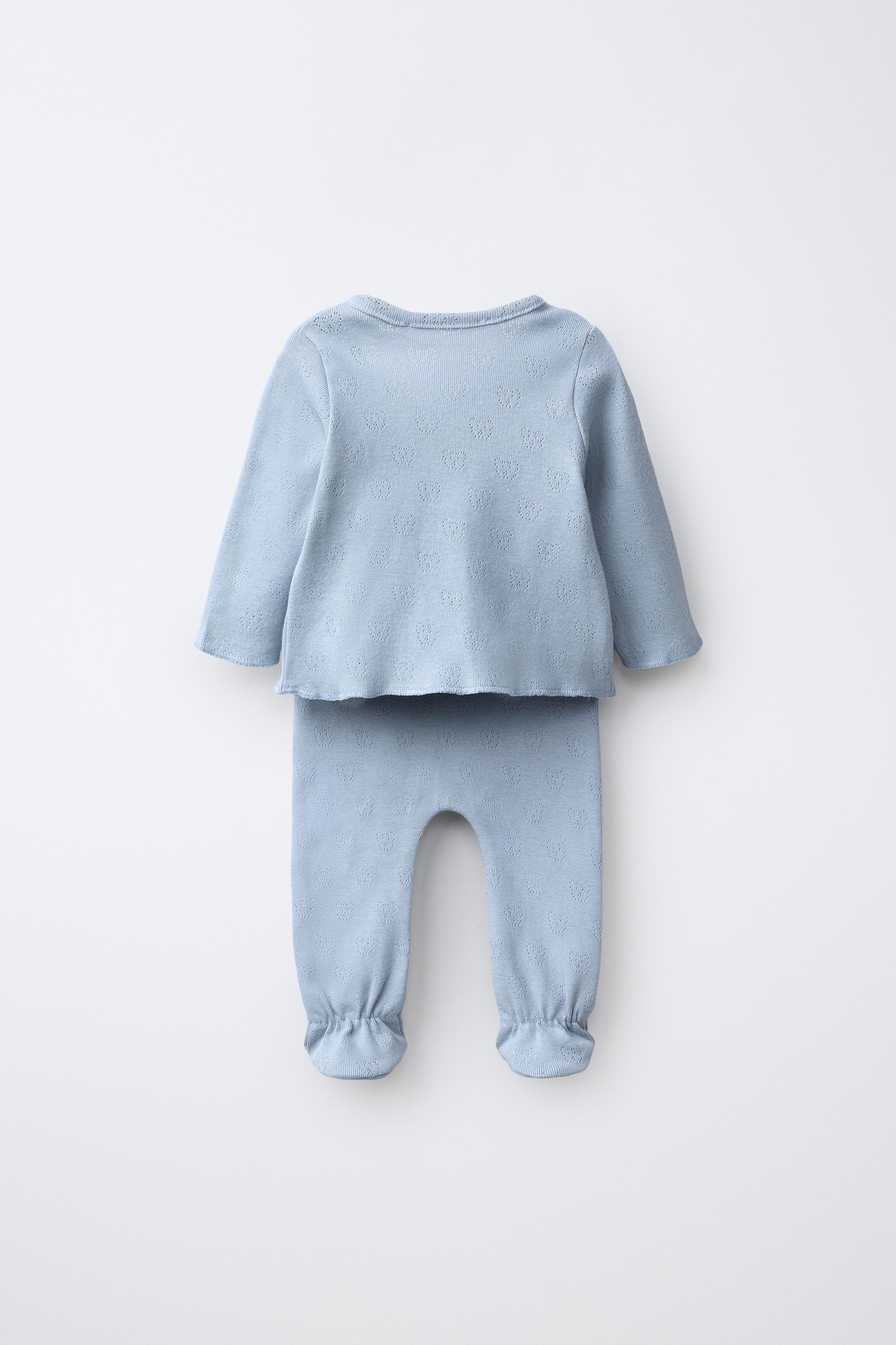 POINTELLE NEWBORN SET AND POUCH — Blue