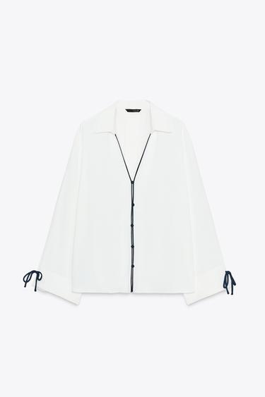 CAMISA VIVOS CONTRASTE - Blanco roto de Zara