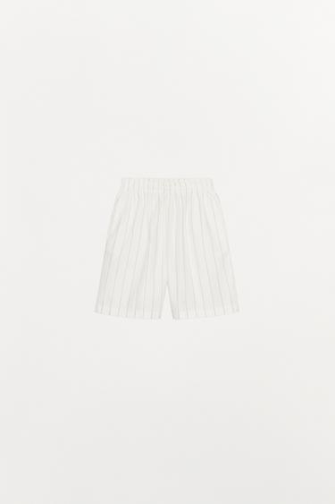 بنطلون طراز بيجامة بوكسر مخطط - خَام / بيج الخاص بـ Zara