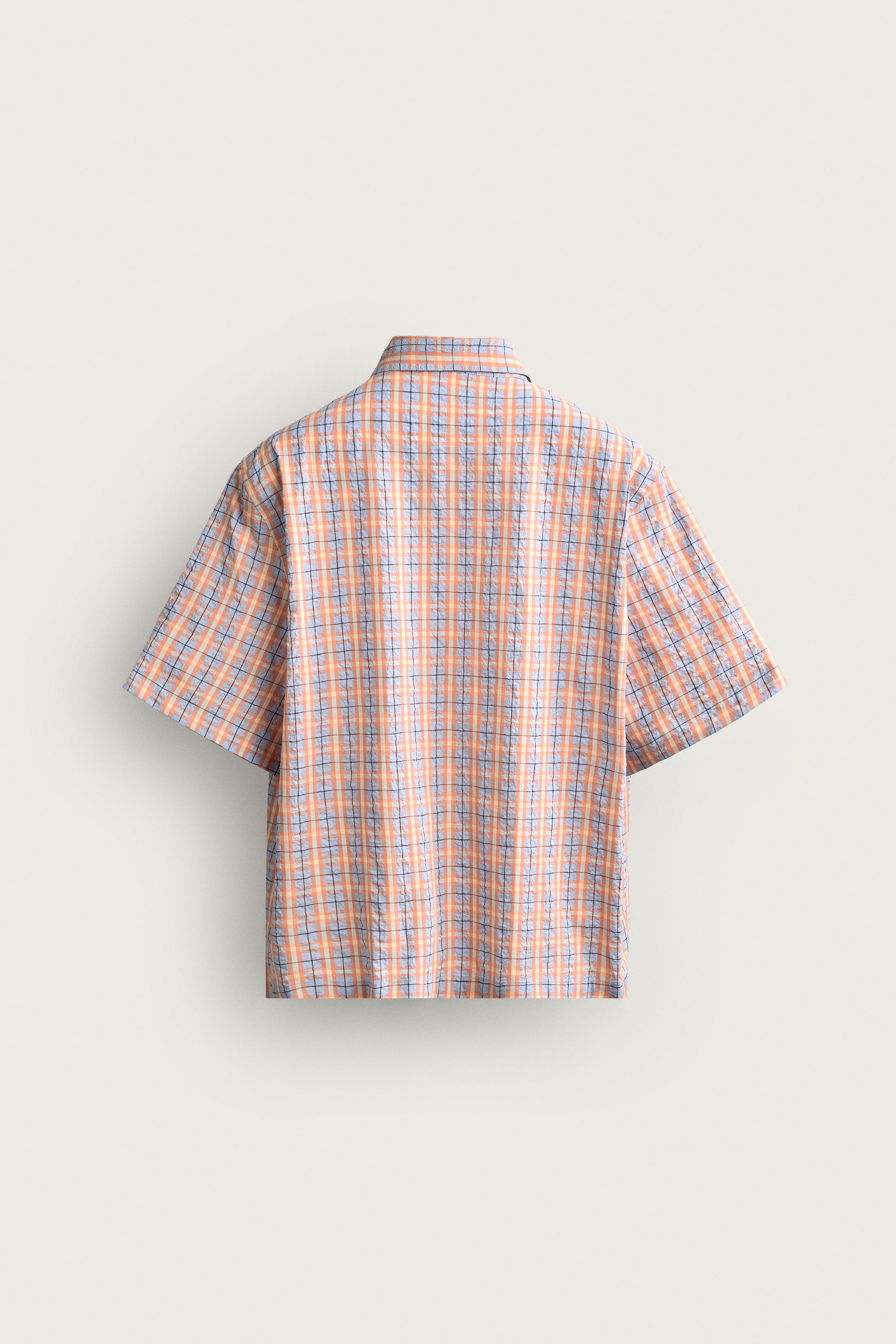 TEXTURED PLAID RELAXED FIT SHIRT