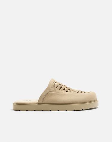 BRAIDED LEATHER CLOGS - Beige by Zara