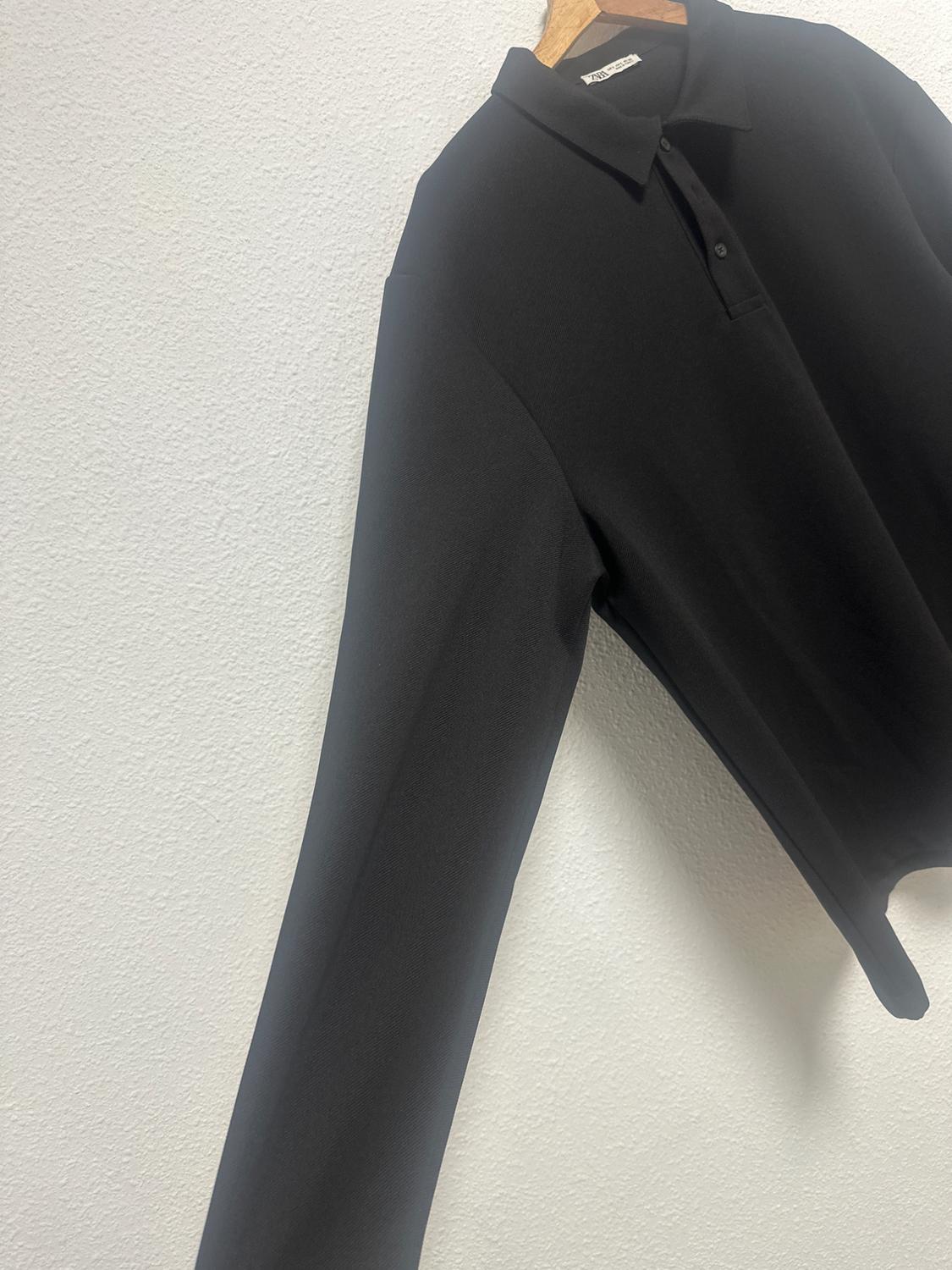 LONG SLEEVE TEXTURED POLO SHIRT - Image 2