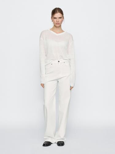 Jeans wide leg tiro alto - Blanco roto de Zara - Imagen 0