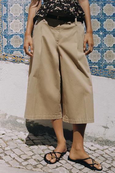 LONG BERMUDA SHORTS WITH BELT - camel by Zara