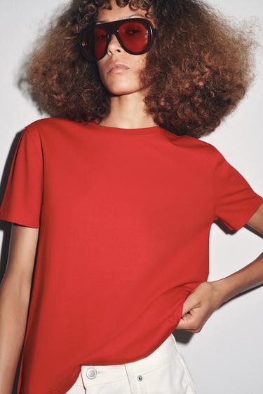 100% CASHMERE SHORT SLEEVE JUMPER - Red by Zara